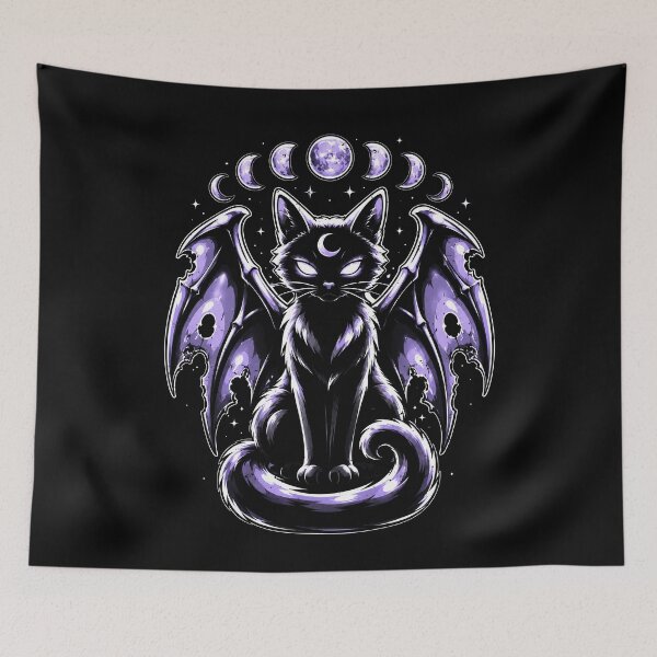 Item preview, Mystical black cat with wings and moon phases design designed and sold by rafaeltto.