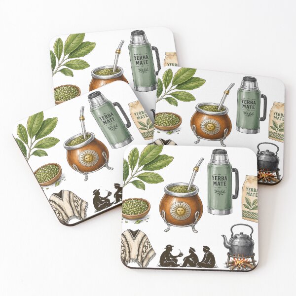 Item preview, Traditional Yerba Mate Culture and Brewing Set Illustration designed and sold by Guryl Michal Designs.