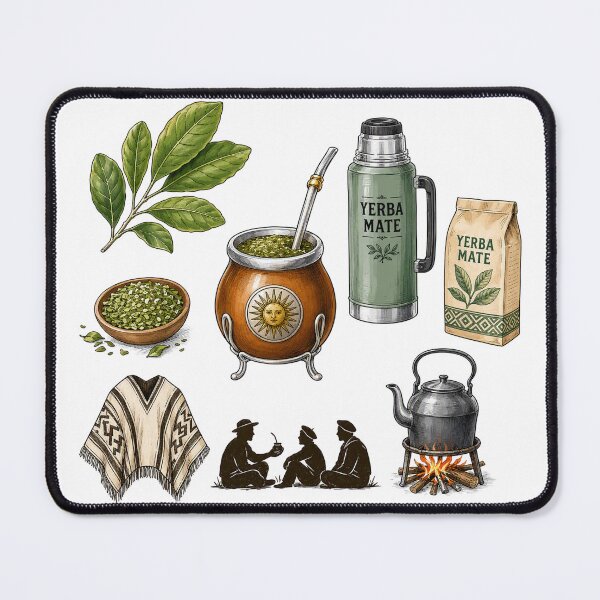 Item preview, Traditional Yerba Mate Culture and Brewing Set Illustration designed and sold by Guryl Michal Designs.