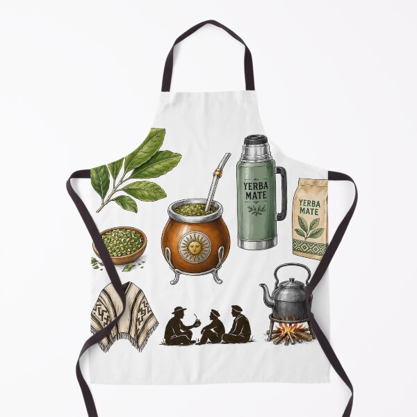 Item preview, Traditional Yerba Mate Culture and Brewing Set Illustration designed and sold by Guryl Michal Designs.
