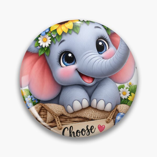 Item preview, Cute Baby Elephant PNG with Sunflowers | Kawaii Floral Printable | Sublimation Design |  designed and sold by : CraftyVibes.