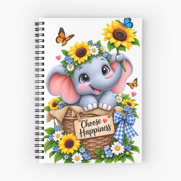 Item preview, Cute Baby Elephant PNG with Sunflowers | Kawaii Floral Printable | Sublimation Design |  designed and sold by : CraftyVibes.