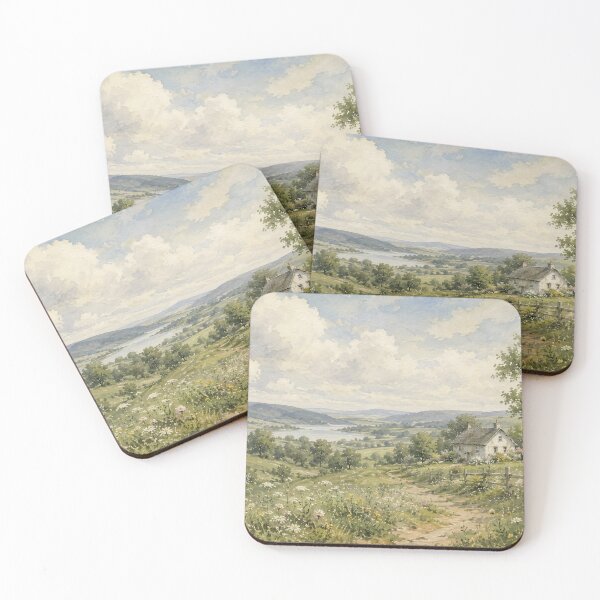 Item preview, Vintage Countryside Oil Painting Rolling Hills Cottage designed and sold by Jozefin's Studio.