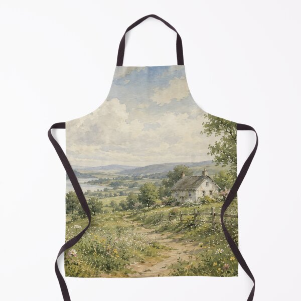 Item preview, Vintage Countryside Oil Painting Rolling Hills Cottage designed and sold by Jozefin's Studio.