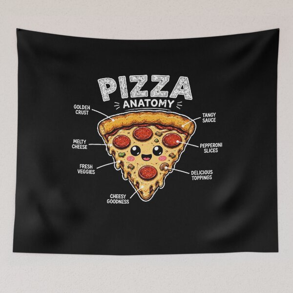 Item preview, Cute pizza anatomy illustration for food lovers designed and sold by rafaeltto.