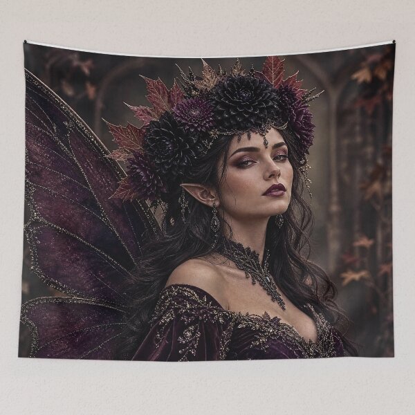 Item preview, Queen of the Midnight Dahlias Fairy designed and sold by Storybook Botanica.