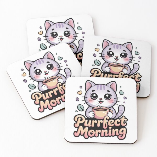 Item preview, Purrfect Morning Cute Cat with Coffee designed and sold by Flipnship.