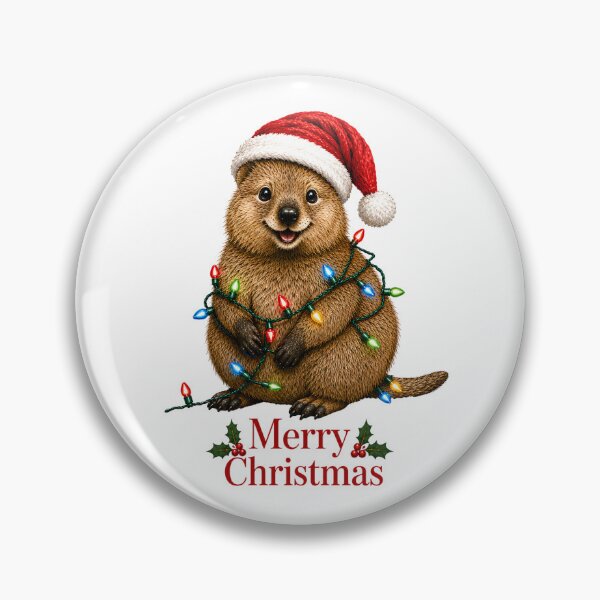 Artikelvorschau, Quokka Weihnachten – Merry Christmas Quokka mit Weihnachtsmütze & Lichterkette entworfen und verkauft von SVALANART.
