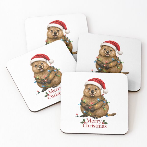 Item preview, Quokka Christmas – Merry Christmas Cute Quokka with Santa Hat & Lights designed and sold by SVALANART.