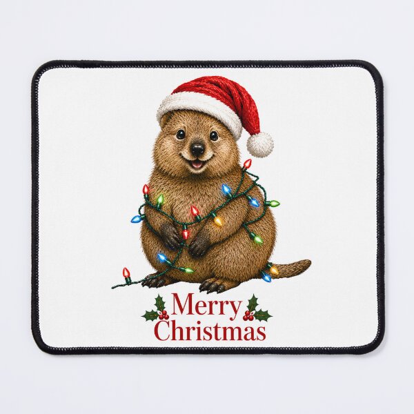 Item preview, Quokka Christmas – Merry Christmas Cute Quokka with Santa Hat & Lights designed and sold by SVALANART.