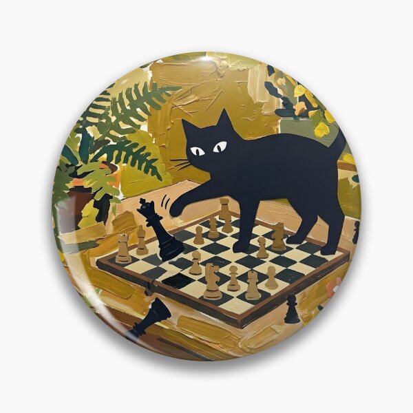 Item preview, Naughty Black Cat Knocking Chess Piece Matisse Style Print designed and sold by DuckOddity.