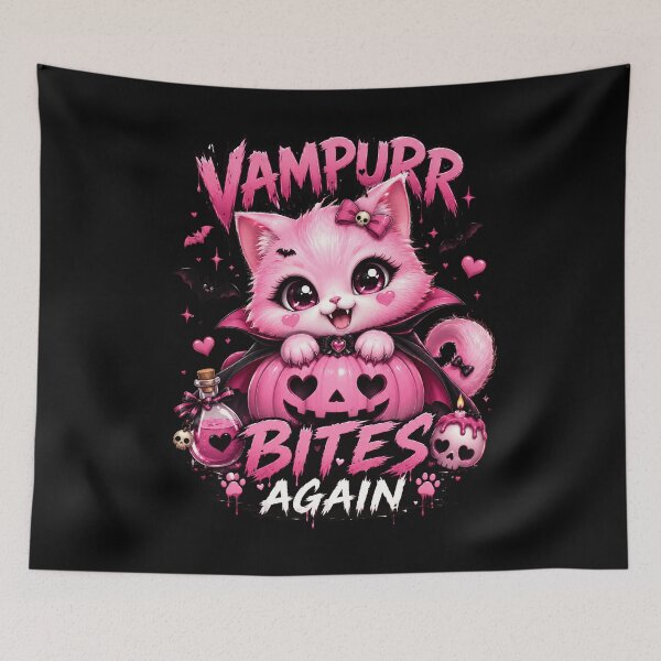 Item preview, Vampurr Bites Again Funny Cat,Pretty in Pink... and Spooky! designed and sold by Crystal-Tree.