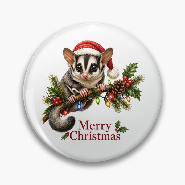 Item preview, Sugar Glider Christmas – Merry Christmas Sugar Glider with Santa Hat designed and sold by SVALANART.