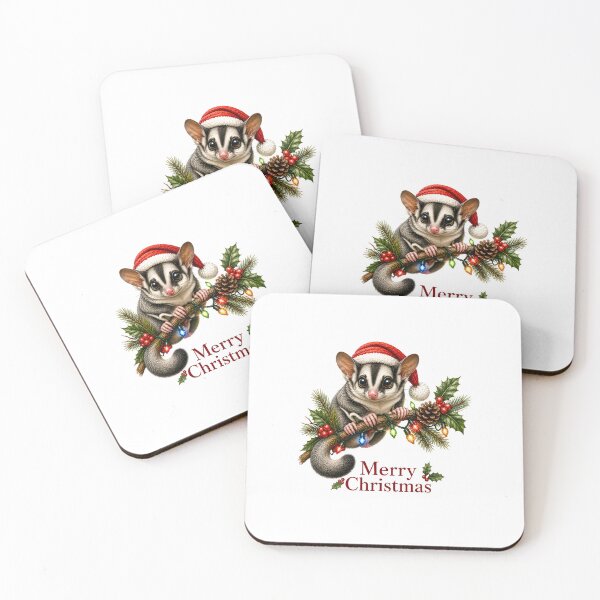 Item preview, Sugar Glider Christmas – Merry Christmas Sugar Glider with Santa Hat designed and sold by SVALANART.