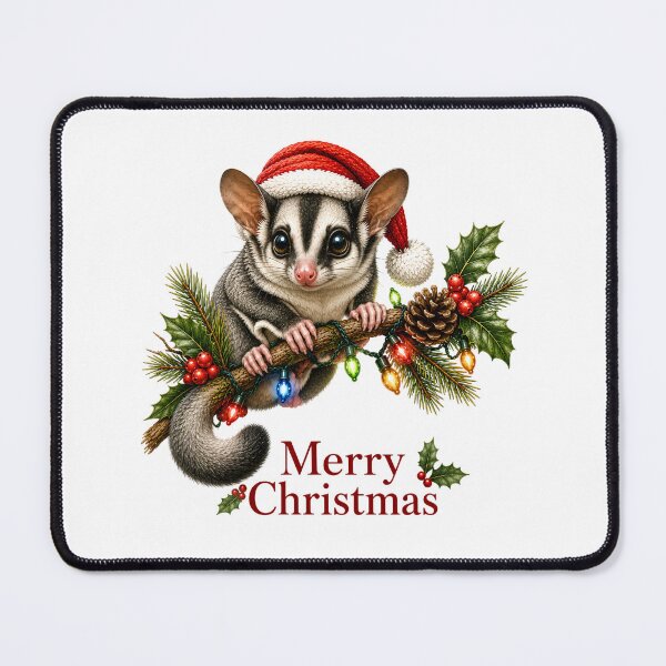 Item preview, Sugar Glider Christmas – Merry Christmas Sugar Glider with Santa Hat designed and sold by SVALANART.