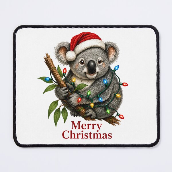 Item preview, Koala Christmas – Merry Christmas Koala with Santa Hat & Christmas Lights designed and sold by SVALANART.