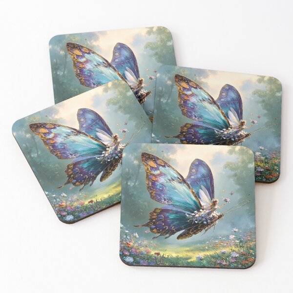 Item preview, Fairy Riding Giant Blue Butterfly designed and sold by Storybook Botanica.