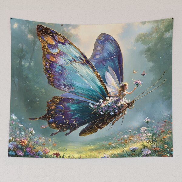 Item preview, Fairy Riding Giant Blue Butterfly designed and sold by Storybook Botanica.