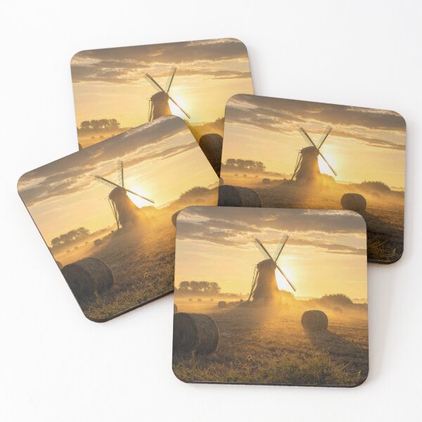 Item preview, Dutch Windmill in a Hay Field with Bales designed and sold by Maria Dryfhout.