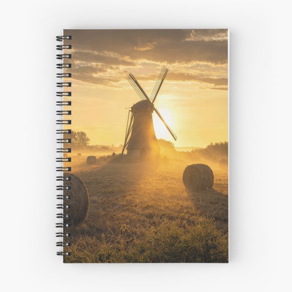 Item preview, Dutch Windmill in a Hay Field with Bales designed and sold by Maria Dryfhout.
