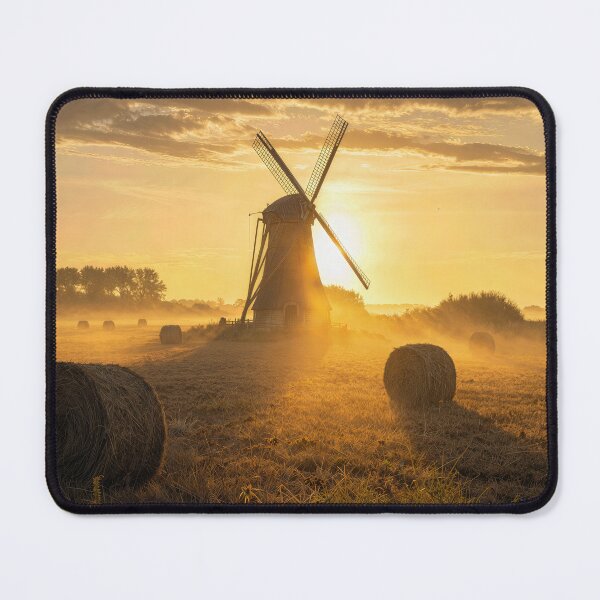 Item preview, Dutch Windmill in a Hay Field with Bales designed and sold by Maria Dryfhout.