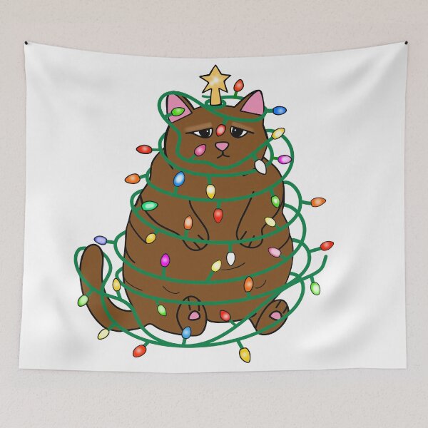 Item preview, Funny Brown Cat Christmas Tree  designed and sold by Sartoris Art.