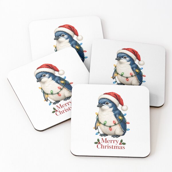 Item preview, Little Penguin Christmas – Merry Christmas Fairy Penguin with Santa Hat & Lights designed and sold by SVALANART.