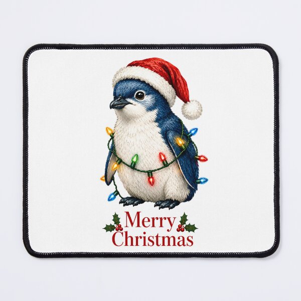 Item preview, Little Penguin Christmas – Merry Christmas Fairy Penguin with Santa Hat & Lights designed and sold by SVALANART.