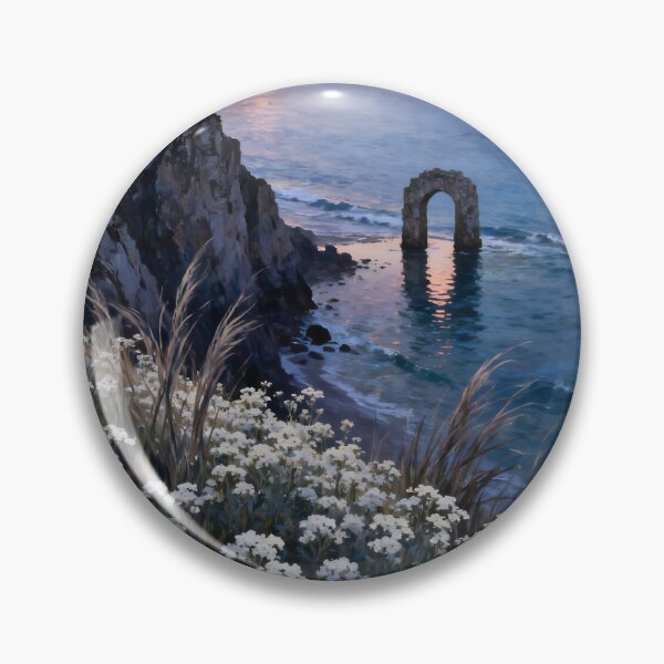 Item preview, Coastal Sunset Landscape with Stone Arch and Wildflowers designed and sold by stylishdzign.