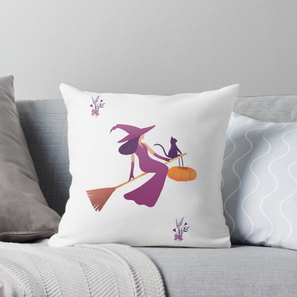Item preview, Cute Witch Flying on Broomstick with Pumpkin and Cat designed and sold by KristinaArts.