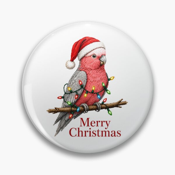 Item preview, Galah Christmas – Merry Christmas Pink Cockatoo with Santa Hat & Christmas Lights designed and sold by SVALANART.