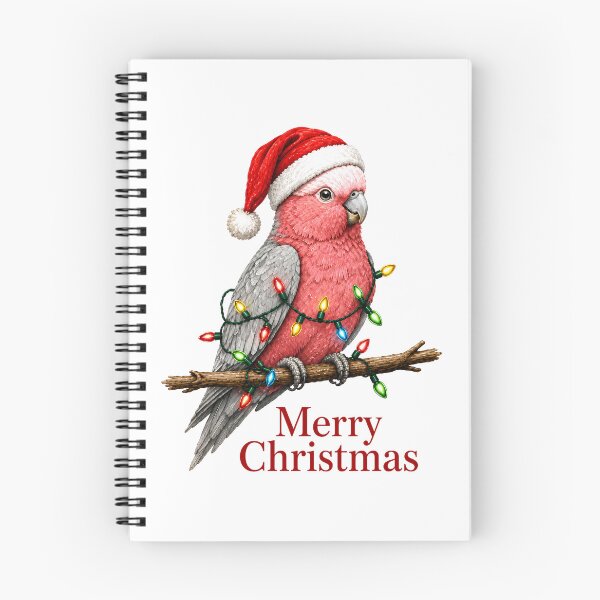 Item preview, Galah Christmas – Merry Christmas Pink Cockatoo with Santa Hat & Christmas Lights designed and sold by SVALANART.