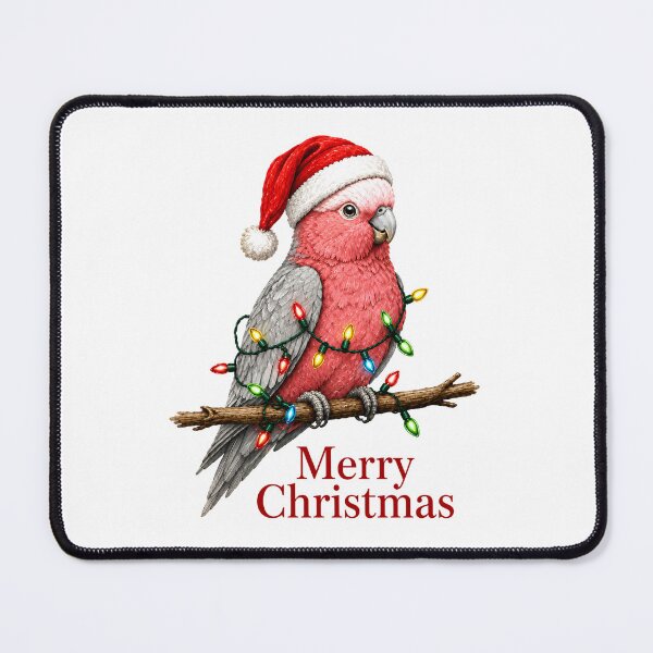 Item preview, Galah Christmas – Merry Christmas Pink Cockatoo with Santa Hat & Christmas Lights designed and sold by SVALANART.