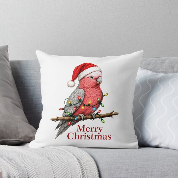 Item preview, Galah Christmas – Merry Christmas Pink Cockatoo with Santa Hat & Christmas Lights designed and sold by SVALANART.