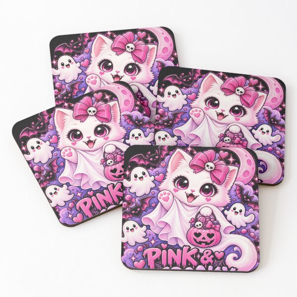 Item preview,  Pink & Spooky - Cute Halloween Ghost Cat designed and sold by Crystal-Tree.