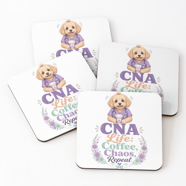 Item preview, CNA Life: Coffee, Chaos, Repeat | Funny Goldendoodle Nurse Shirt designed and sold by justsuestudio.