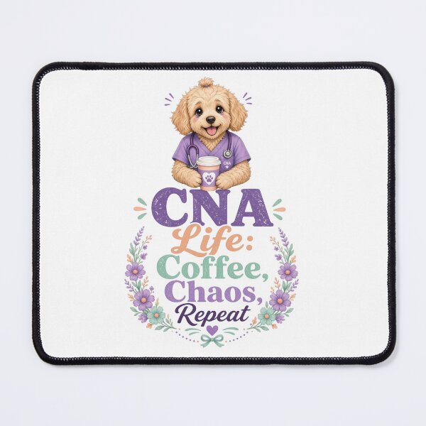 Item preview, CNA Life: Coffee, Chaos, Repeat | Funny Goldendoodle Nurse Shirt designed and sold by justsuestudio.