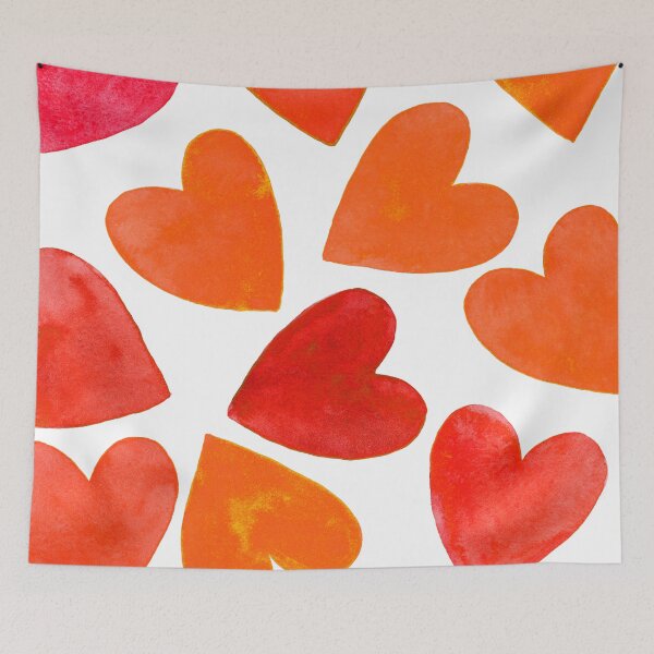 Item preview, Orange Hearts -Original Watercolor Design designed and sold by AlinaArt&Design.