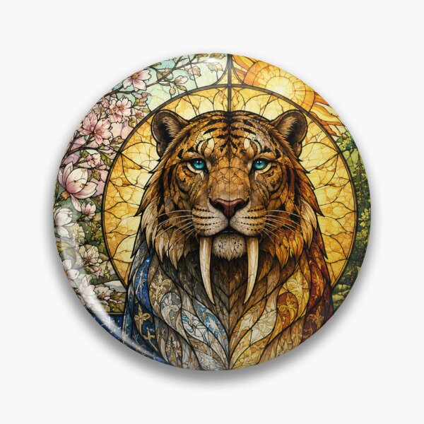 Item preview, The Four Seasons Saber-Toothed Tiger – Stained Glass Guardian designed and sold by Pixel Otaku Gallery.
