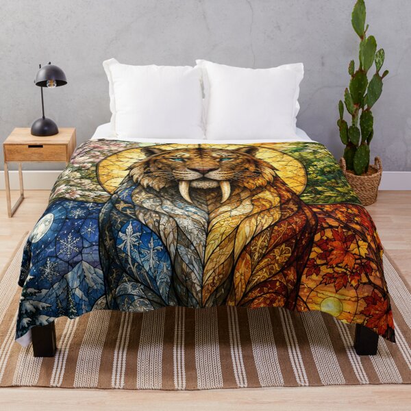 Item preview, The Four Seasons Saber-Toothed Tiger – Stained Glass Guardian designed and sold by Pixel Otaku Gallery.