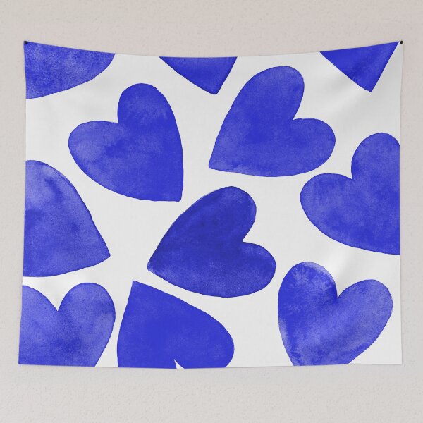 Item preview, Royal Blue Hearts -Original Watercolor Design designed and sold by AlinaArt&Design.