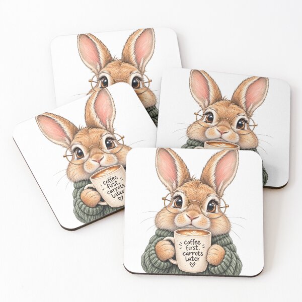 Item preview, Coffee First Carrots Later Cute Rabbit designed and sold by KateVil.