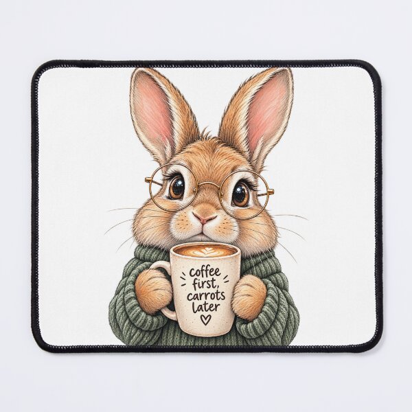 Item preview, Coffee First Carrots Later Cute Rabbit designed and sold by KateVil.