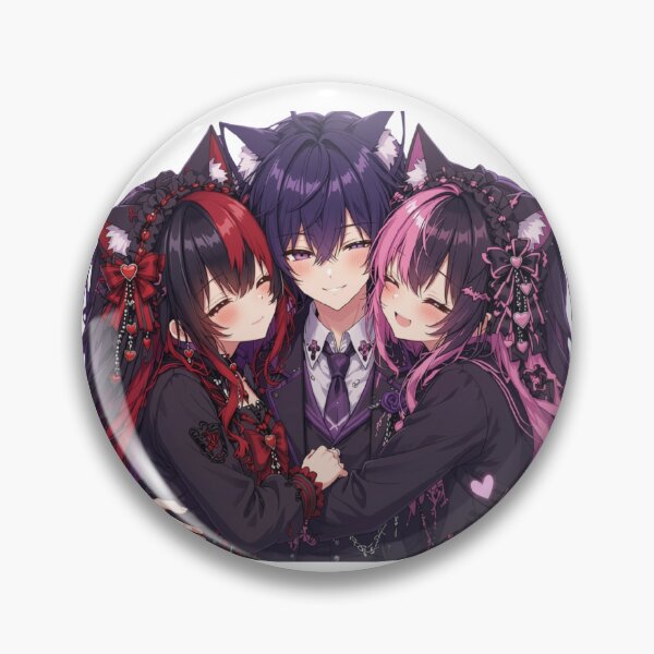 Item preview, Gothic Neko Trio – Dark Anime Cat Girls & Boy designed and sold by Revyra Design .