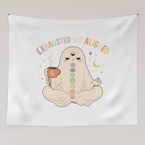 Item preview, Exhausted But Aligned Ghost Spiritual Coffee Meditation designed and sold by chattsuede.
