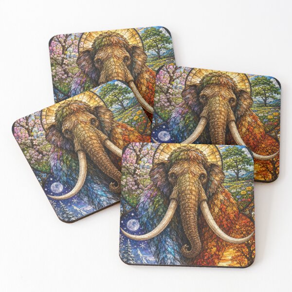 Item preview, The Mammoth of the Four Seasons – Ancestral Giant in Stained Glass designed and sold by Pixel Otaku Gallery.