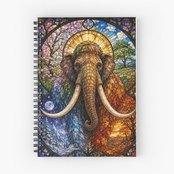 Item preview, The Mammoth of the Four Seasons – Ancestral Giant in Stained Glass designed and sold by Pixel Otaku Gallery.