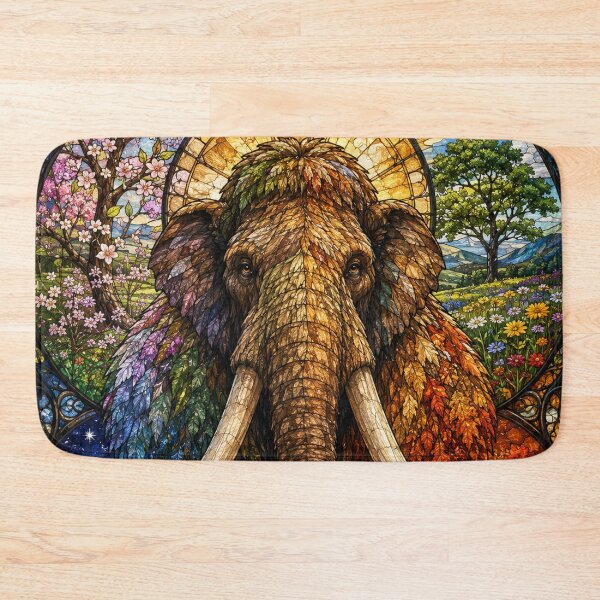Item preview, The Mammoth of the Four Seasons – Ancestral Giant in Stained Glass designed and sold by Pixel Sakura Gallery.