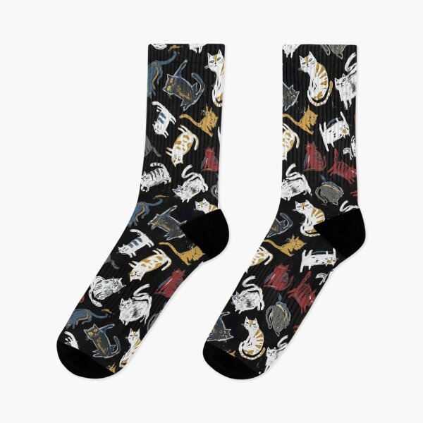 Item preview, Cute Funny Cats Seamless Pattern Black Background designed and sold by SayMaria.