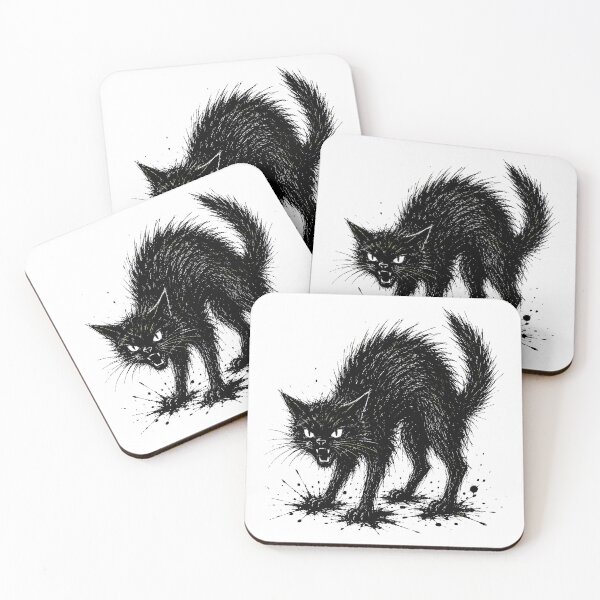 Item preview, Hissing Gothic Black Cat Grungy Spooky Occult designed and sold by chattsuede.